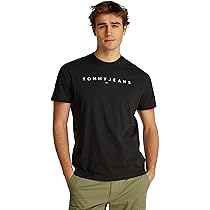 Tommy Jeans Tjm Reg Linear Logo Tee Ext Dm0Dm20744, Maglietta a Maniche Corte, Uomo, Nero (Black), 4XL