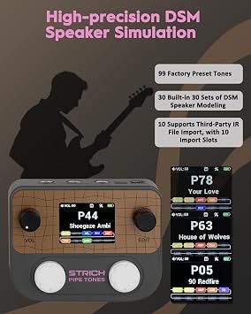 Pipe Tones Pocket Multi-Effects Processor for Guitar and Bass with 10 Effect Modules 125 Effects 40s Looper 100 Drum Patterns USB Audio Interface Wireless Control (Dark Gray)
