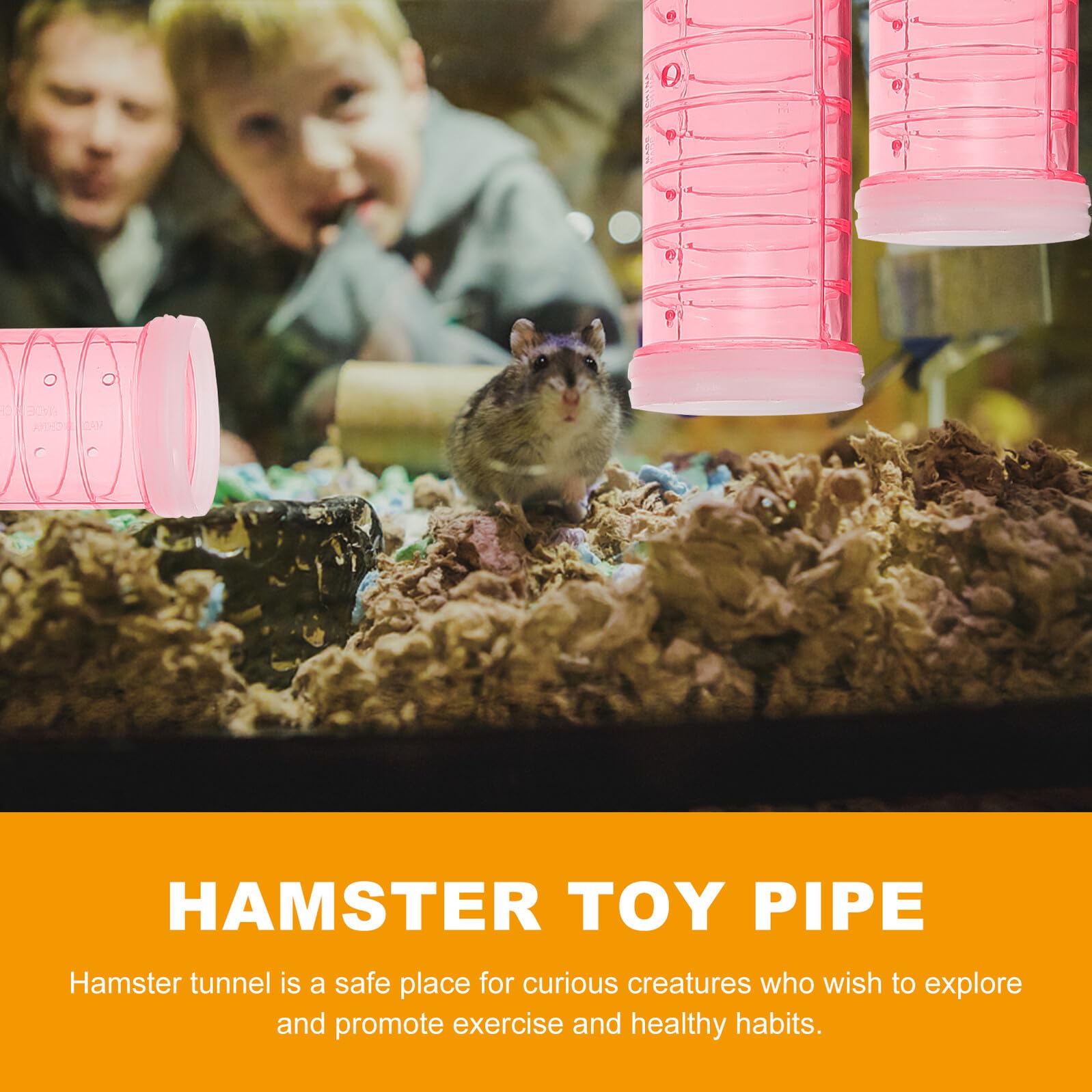 Selbstgemacht Hamsterkäfigtunnel aus Kunststoff, 12 Stück, Rosa | Verbindungsrohr Modul Maze für Hamster, Expandierbares Habitat, Robustes Zubehör, für Selbstgemacht Anordnung und Bewegung