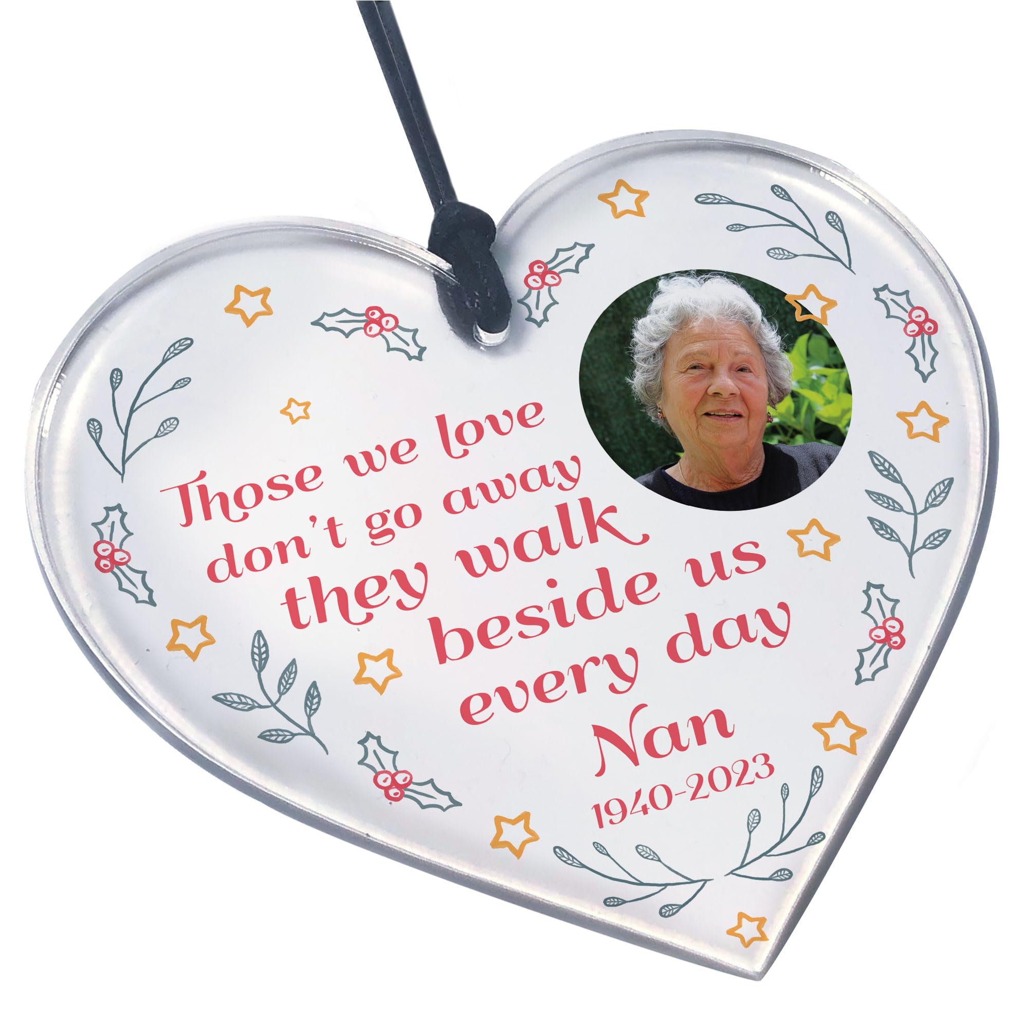 Red Ocean Memorial Decoration For Mum Dad Nan Grandad Personalised Photo Christmas Bauble Remembrance Gift Keepsake