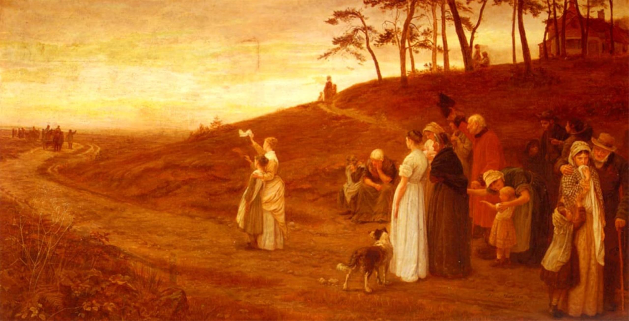 POSTERIIk Famous Modern Artwork Art Mural the Emigrants' Departure by Frederick Oil Paintings Pictures for Home Decor 60x90cm