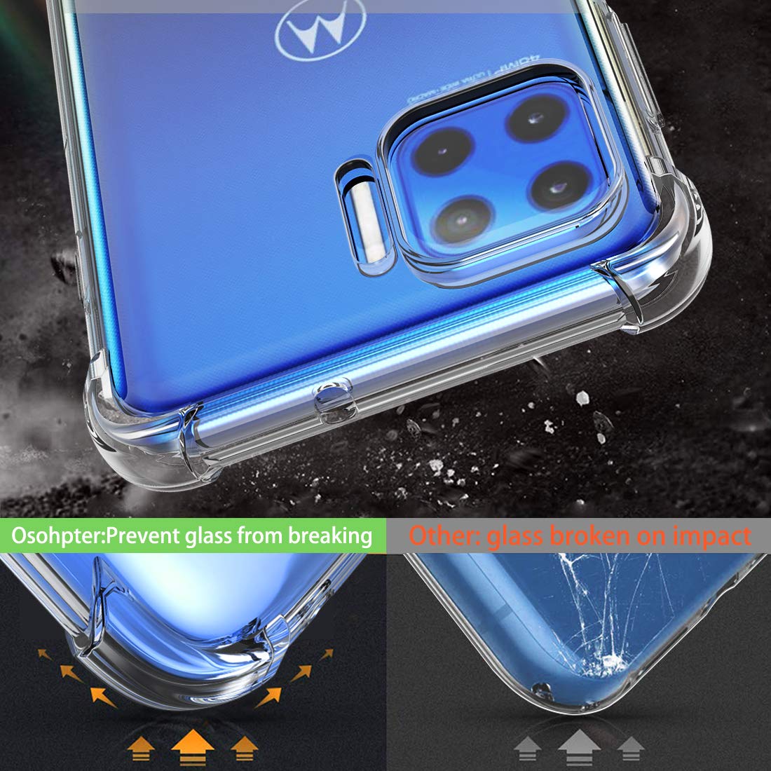 Custodia Osophter Per Motorola Moto One 5G / Moto G 5G Plus | Cover In TPU Antiurto Morbida | Colore Nero | Protezione Anti Graffio