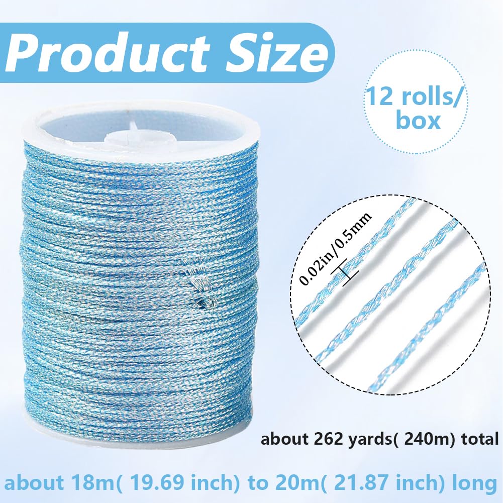 CABODYALS 12 Colors 0.5mm Polyester Thread Set Kumihimo Cords Nylon Beading 6 Ply Chinese Knotting Macrame Wind Chime Strings for Jewelry Making Sewing Stitching Diy Bracelet Necklace Supply - Image 2