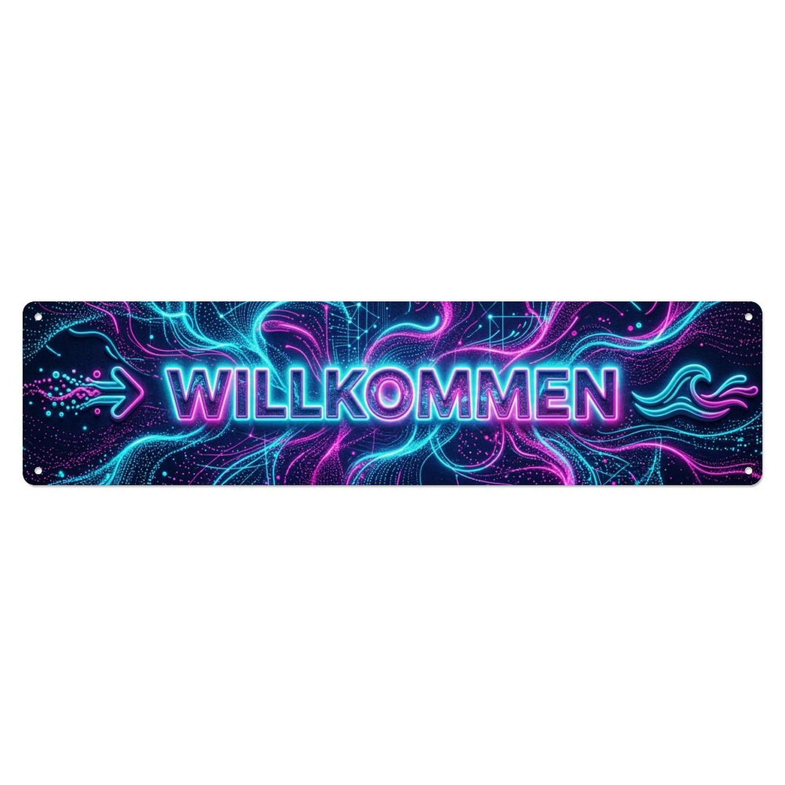 Neon Particle System Digital Welcome Metal Tin Sign