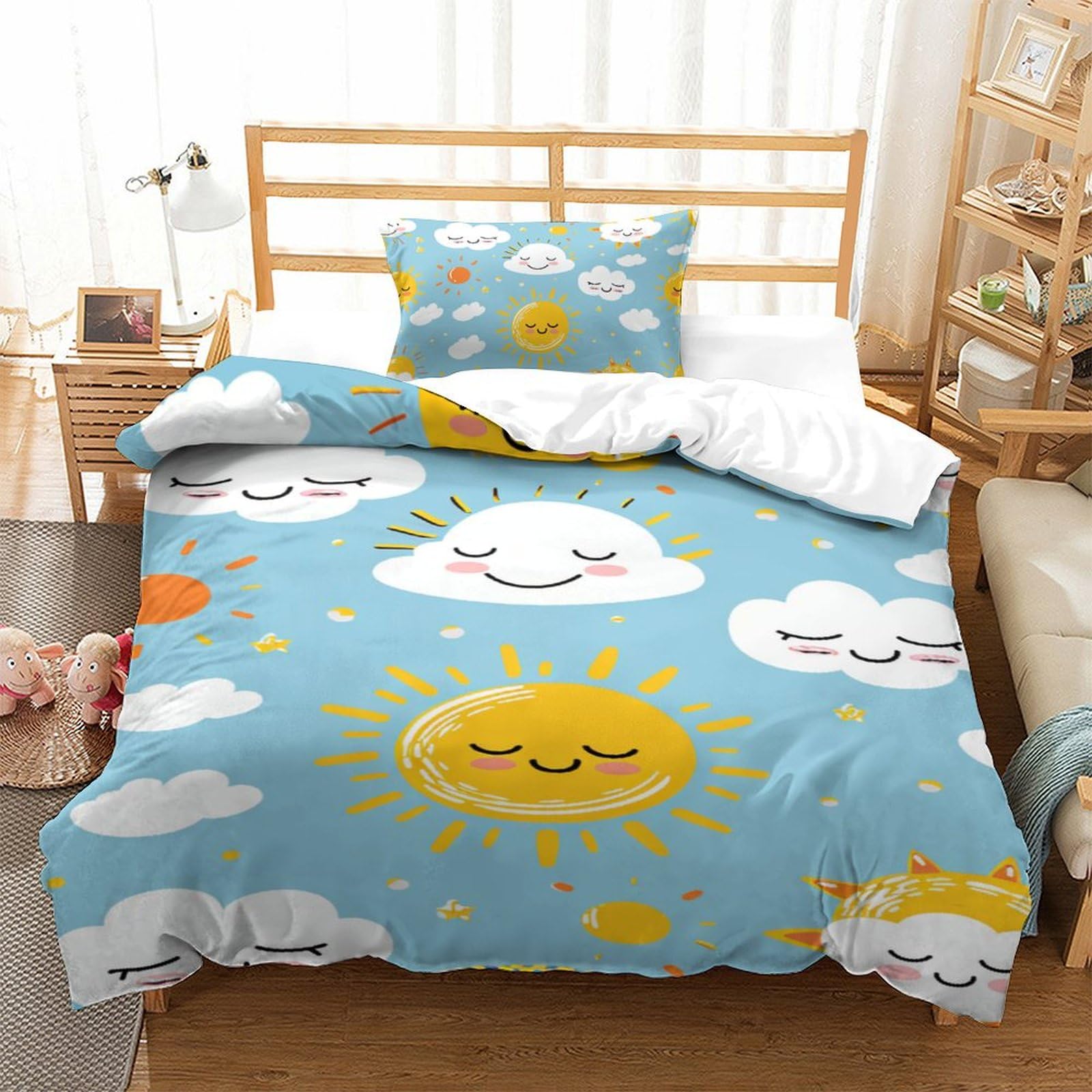 Housse de couette anti transpiration en microfibre 3D avec fermeture éclair pour lit enfant