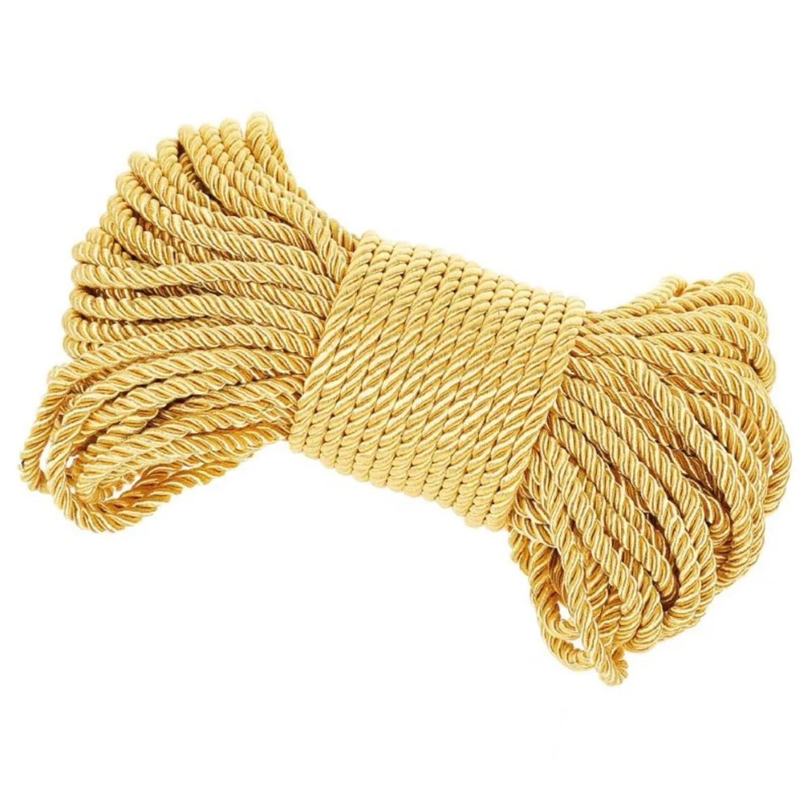 Cordon torsadé or 6mm en polyester brillant de qualité supérieure pour art créatif