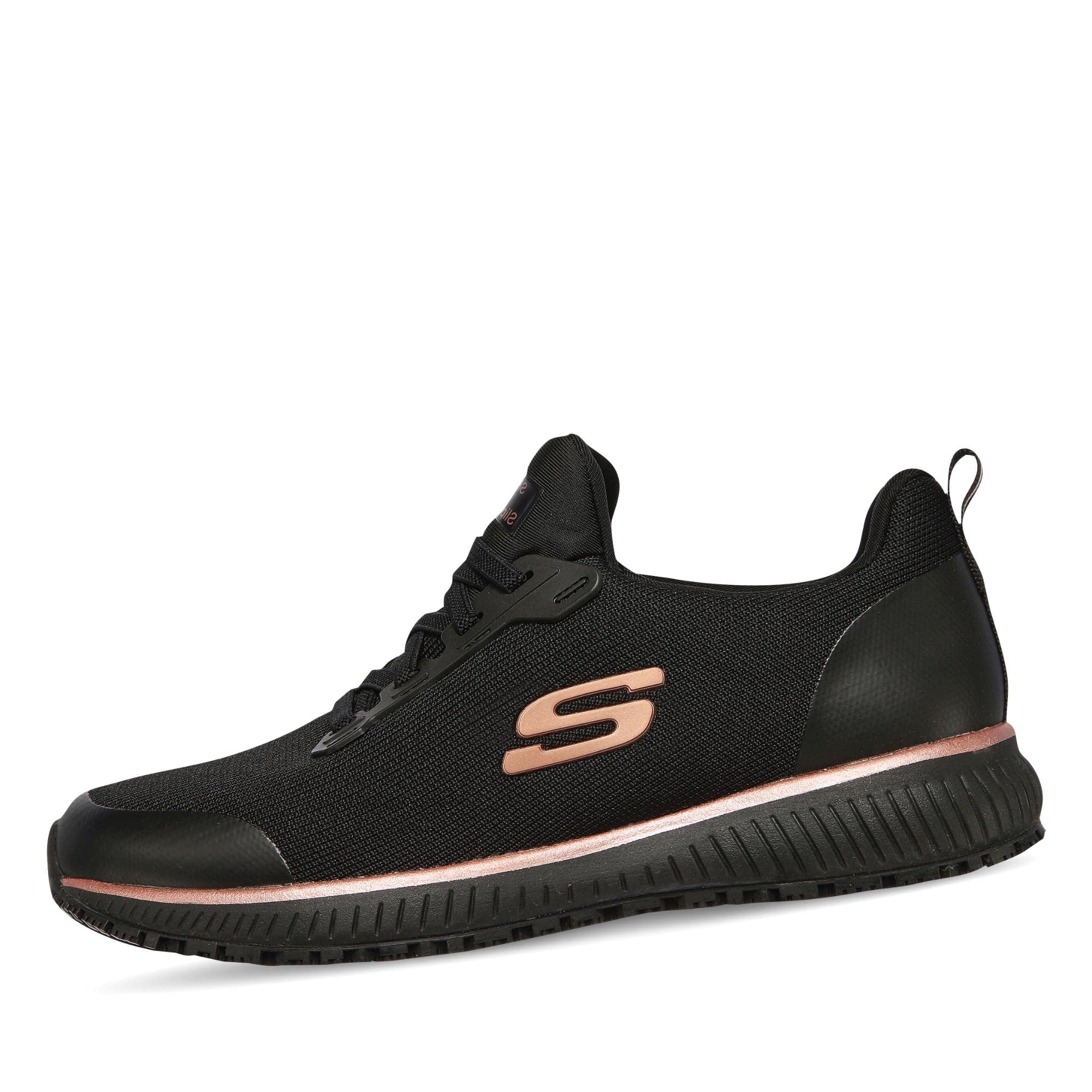 Skechers Mujer Squad Sr Trainers, Black Flat Knit /​Rose Gold Trim, 37 EU