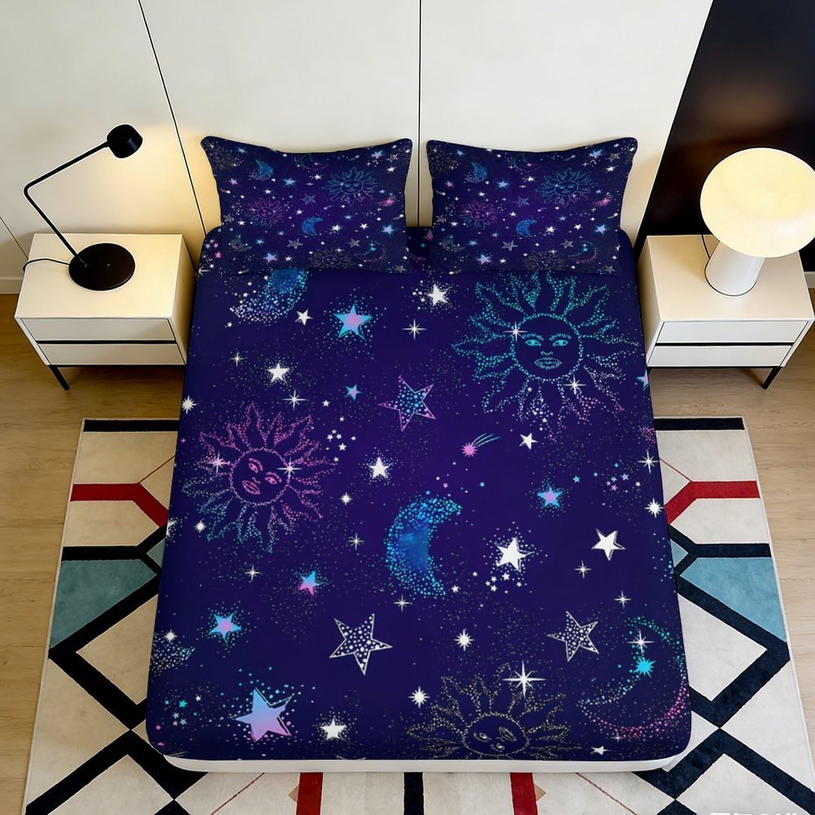 3D Printed Skeleton Microfiber Fitted Sheet Deep Pocket Non-Slip for Bedroom Skull Mattress Fitted Cover Washable 140x200x25cm