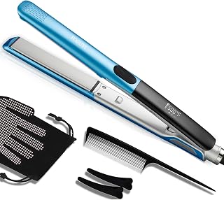 500 Degree High Temp Professional Hair Straightener, 30s Fast Heating Ceramic 2 in 1 Flat Iron, Negative Ion Straightener & Curler for Frizz-Free Hair, Dual Voltage Travel Styling Tool, 1 Inch