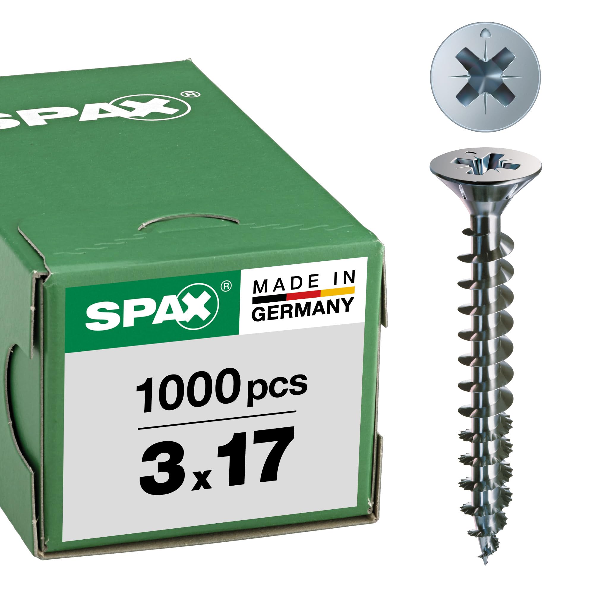 Spax – Universal Screw Countersunk Head Phillips Z 4Cut Full Thread Galvanised Blank A2J – 1081010350123, 0/1030/001/3,0/17/ /01 — image 1