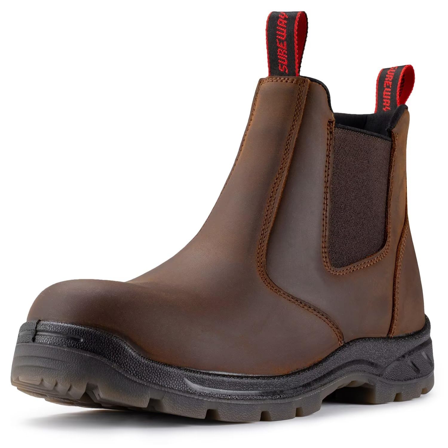 SUREWAYMen's Slip On Work Boots for Men,Upgraded Slip/Water Resistant,Static Dissipative,Fire Station Mechanic Work Boots/Shoes