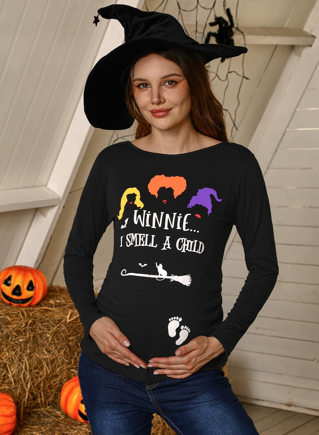 Halloween Women's Maternity Pregnancy Pregnant Costume Family Loose Wrap Shirts I Smell a Children S - Image 3
