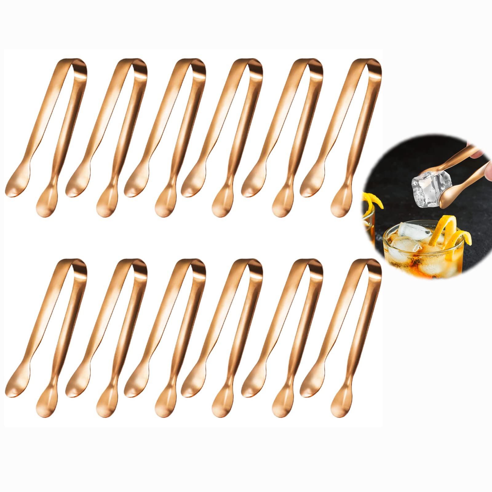 Serving Tongs Small Serving Utensils for Parties Catering Kitchen Tongs,Food-Grade 304 Stainless Steel Serving Tongs Cooking Tongs for Tea Party Coffee Appetizer Tongs Rose Gold 12 Pcs
