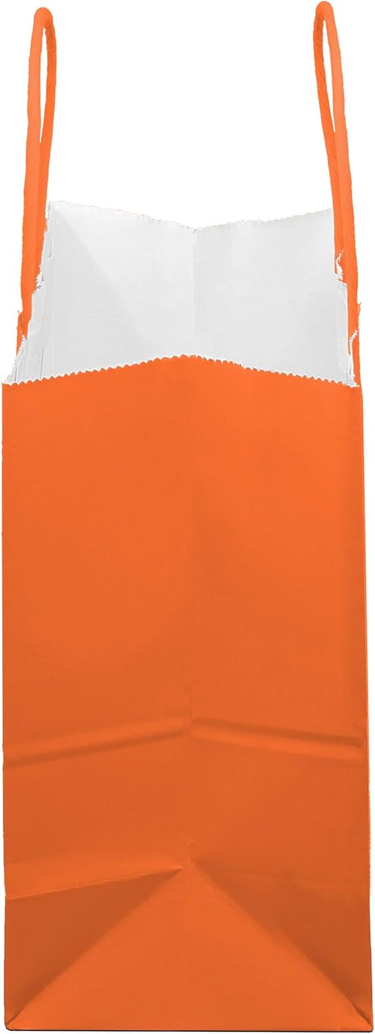 Gеt Dіѕсоunt 70% Prісе 12 Counts Food Safe Premium Paper and Ink Medium 10” X 8”, Vivid Colored Kraft Bag with Colored Sturdy Handle, Perfect for Goodie Favor DIY Bag, Environmentally Safe (Medium, Orange)