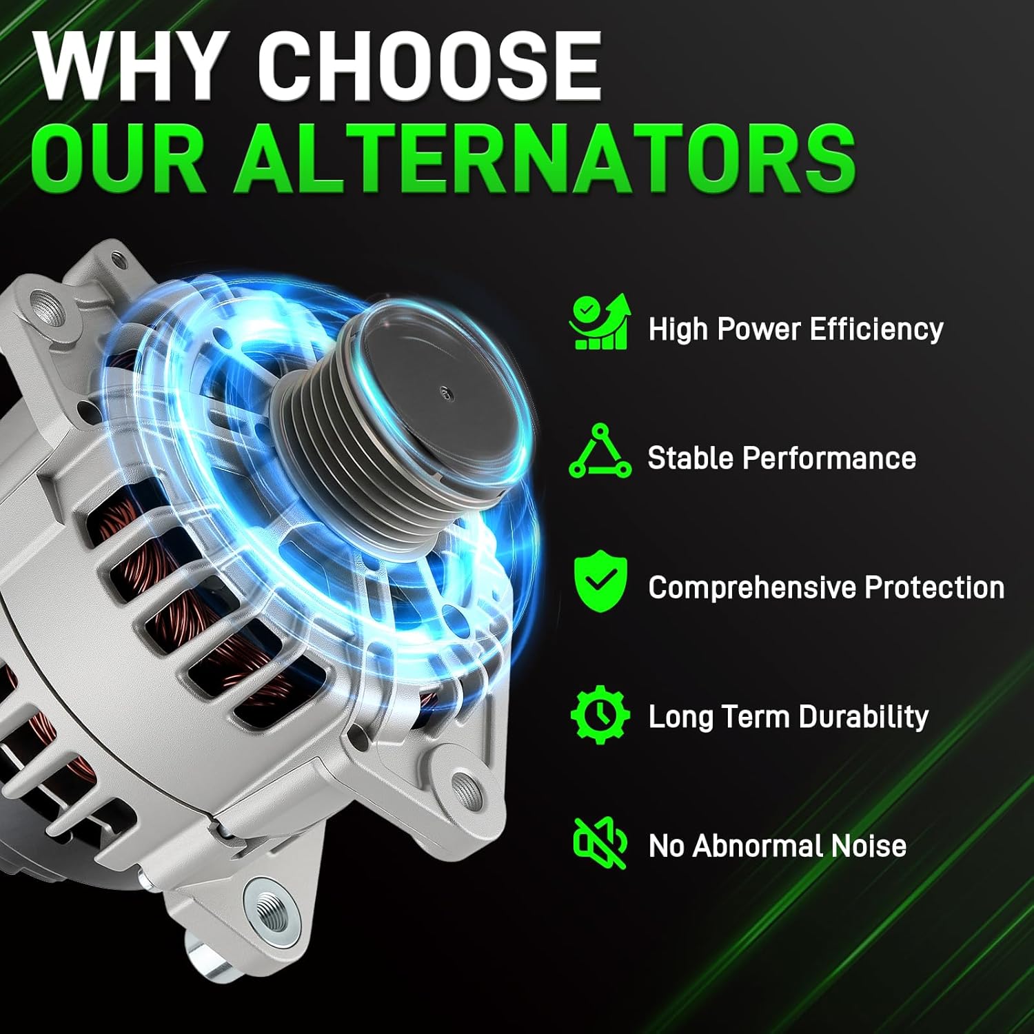 11258N Alternator 2.5L L4 Fit for Nissan Sentra 2007-2012,Altima 2007-2012,Altima Coupe S 2013,Rogue 2011-2013,Rogue Select 2014-2015.110Amp # 23100-JA02A