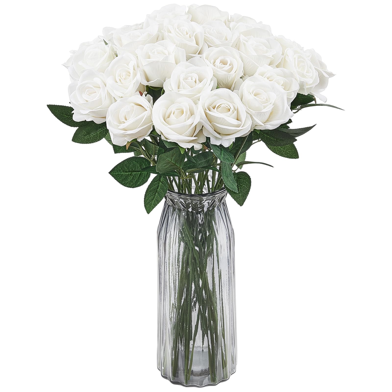 VEVOR Künstliche Blumen Rosen, 120 Stück Kunstblumen, Weiße Gefälschte Rose mit Stielen, Schaumrosen für DIY Hochzeit Blumensträuße Braut Valentinstag Muttertag Zuhause Dekoration