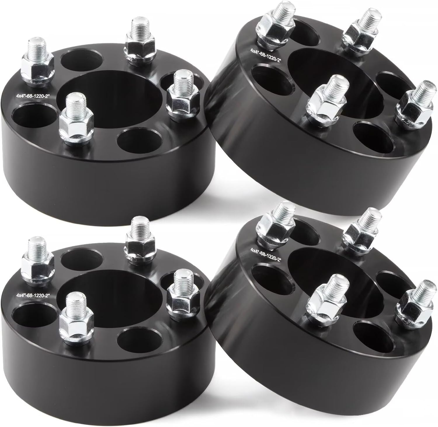 GAsupply 2” 4x4(4X101.6mm) Wheel Spacers Fits for EZ GO EZGO Club Car Golf Carts & ATV, 4x100 to 4x100 Black Forged Wheel Spacer, 68mm Hub Bore, 1/2"-20 Thread Pitch, 4 Pack (2”, Black)