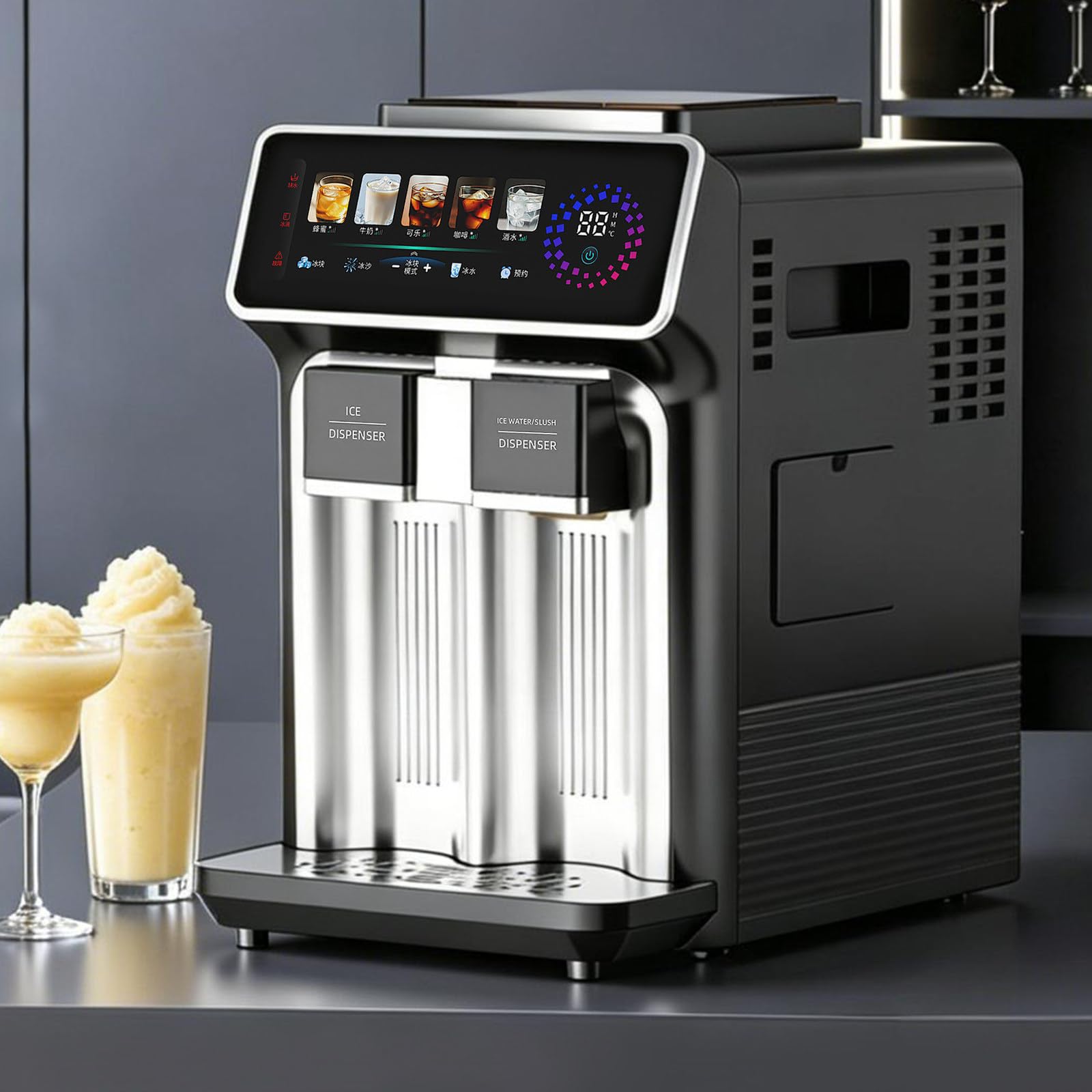 3 in 1 Countertop Nugget Ice Slush & Cold Water Machine, With Touch Control