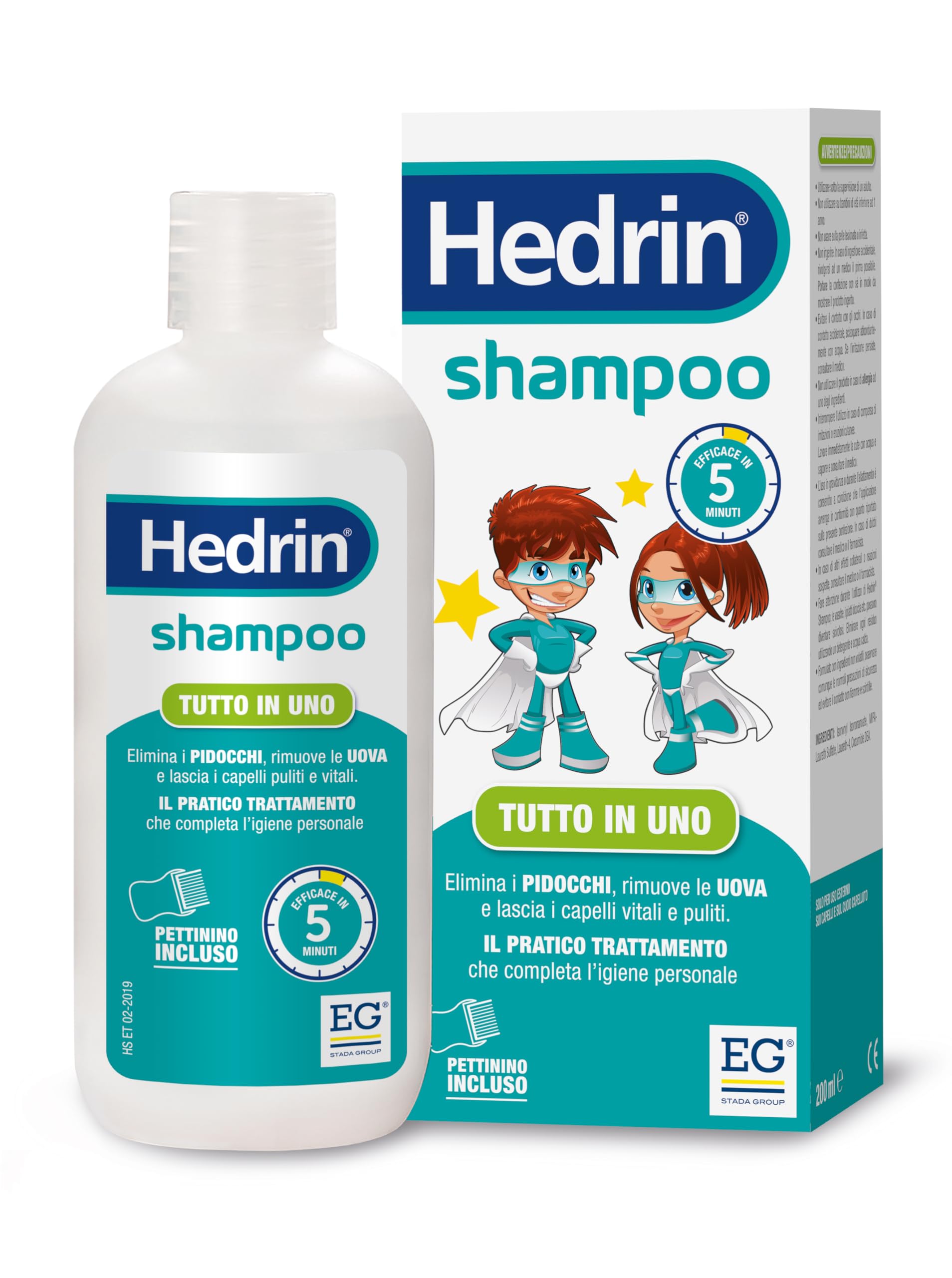 HEDRIN Shampoo Antipidocchi | Elimina Pidocchi e Lendini in 5 Min -200 ml + HEDRIN Protettivo Spray Previene le Infestazioni da Pidocchi, 200 ml