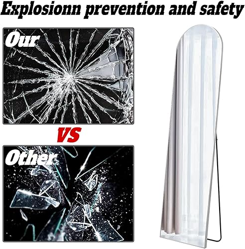 Miniatura 7 de Espejo de 63 x 16 pulgadas de longitud completa con marco de metal de aluminio HD para montar en la pared o de pie para entrada, dormitorio, sala de