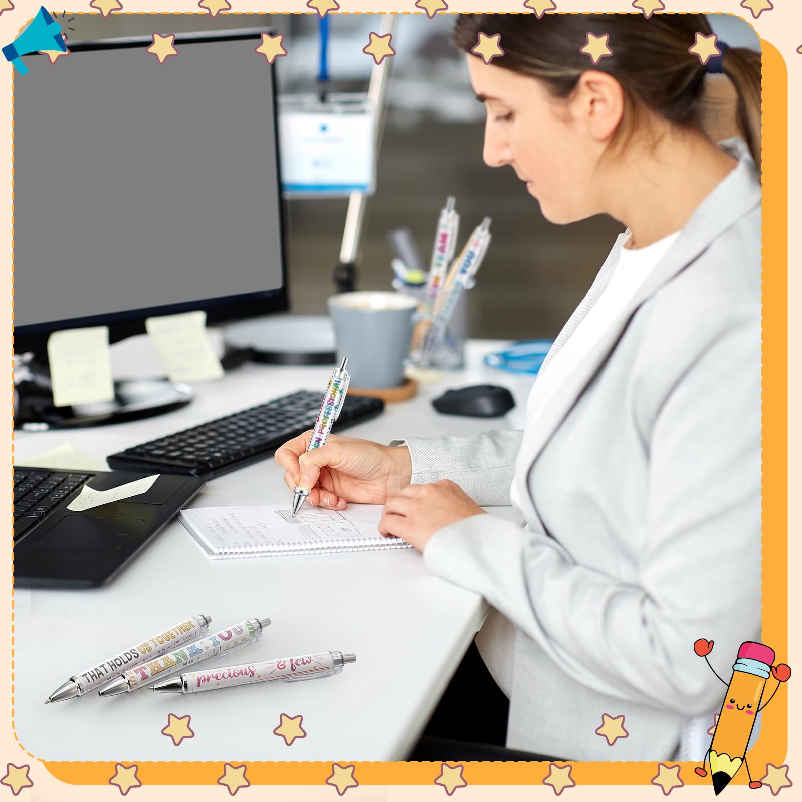 Motipuns 12 Pcs Administrative Professional Day Pens Admins Assistant Appreciation Gifts Administrative Party Favors Secretaries Thank You Gift for Women Employees Coworker Office Holiday Supplies