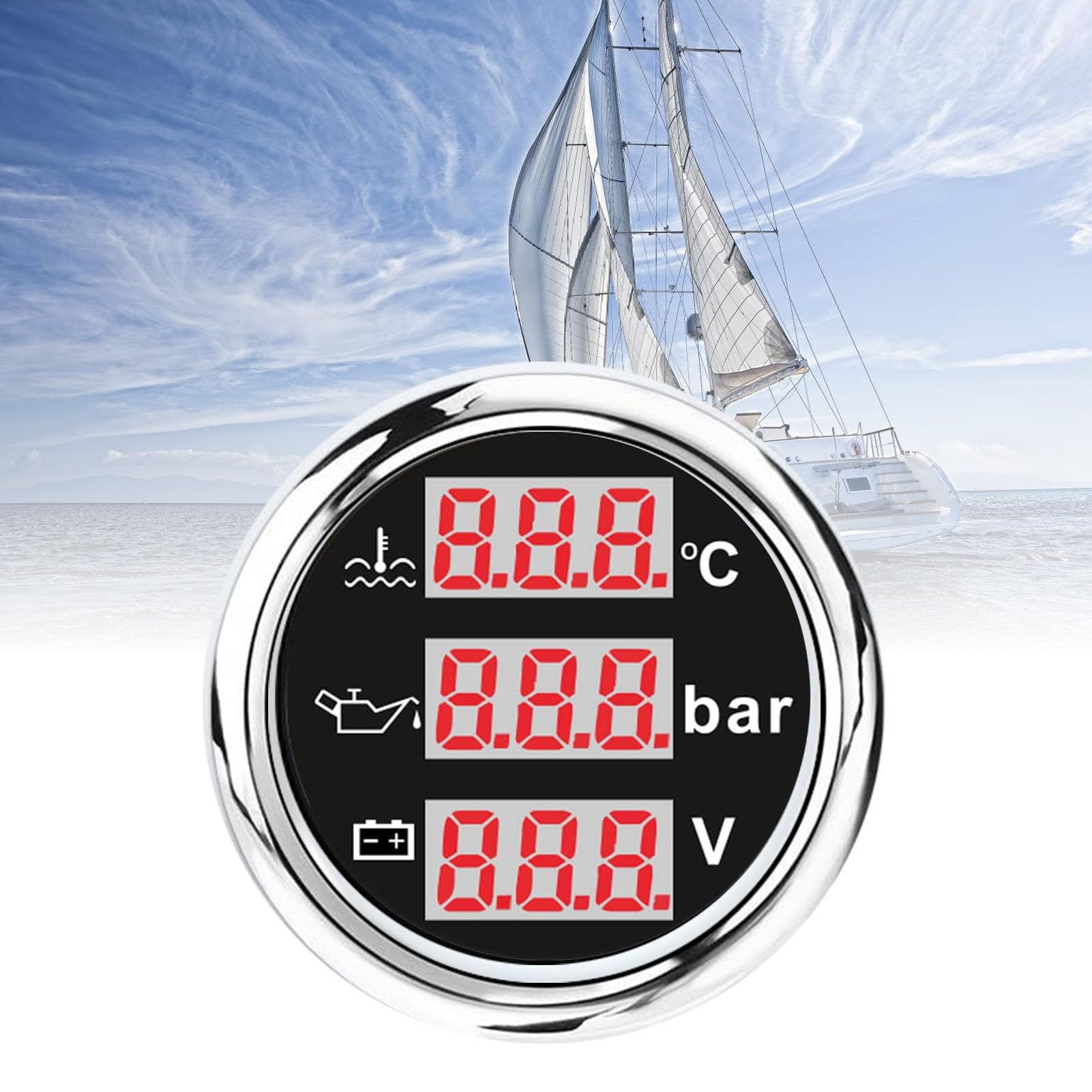 Yosoo Health Gear Medidor Triple, Construcción de ABS, Medición de Presión de Aceite y Refrigerante del Motor, 0-120 Fahrenheit, para Automóviles, Barcos, Vehículos Recreativos y Camiones (Cubierta