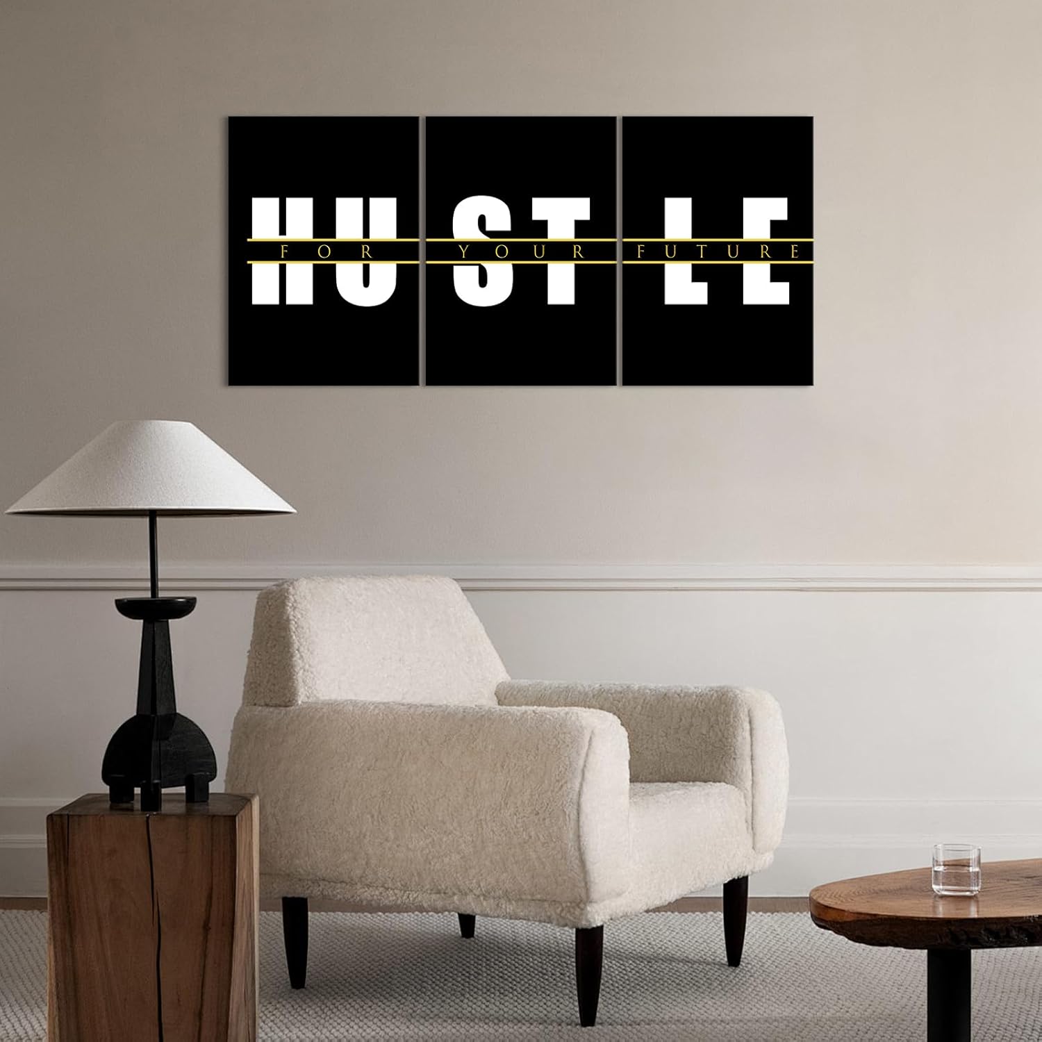 KAWAHONE Motivational Quotes Hustle Wall Art,Inspirational Wall Art, Hustle for Your,Ideal Gift For Bedroom Living Office Bedroom Artwork Framed and Ready to Hang