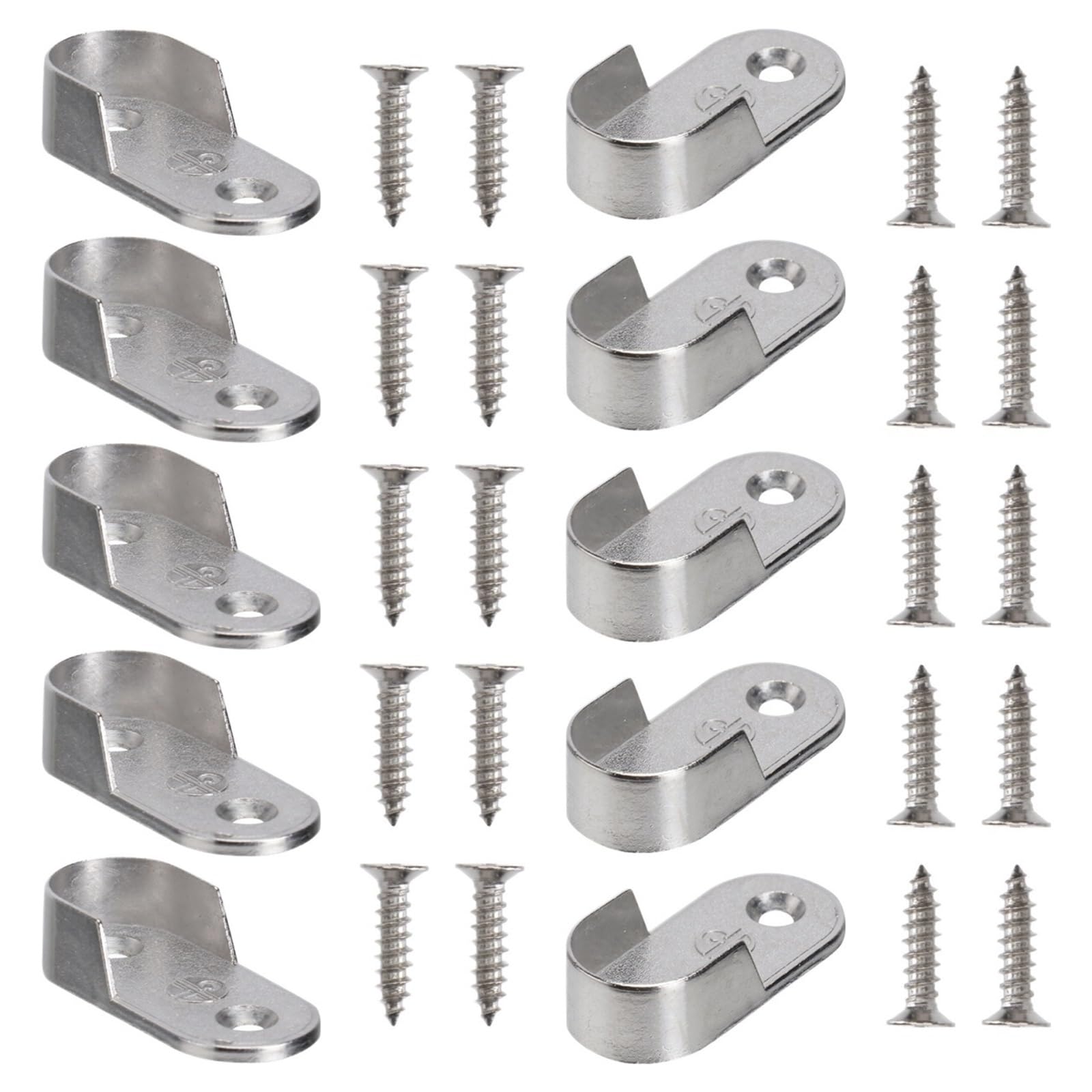 Wardrobe Rail Bracket 30pcs Oval Hanging Rod Holder Cast Metal Wardrobe Tube Support Bracket Furniture Hardware Clothes Accessories for Wardrobe(4.1X1.8X0.23CM)