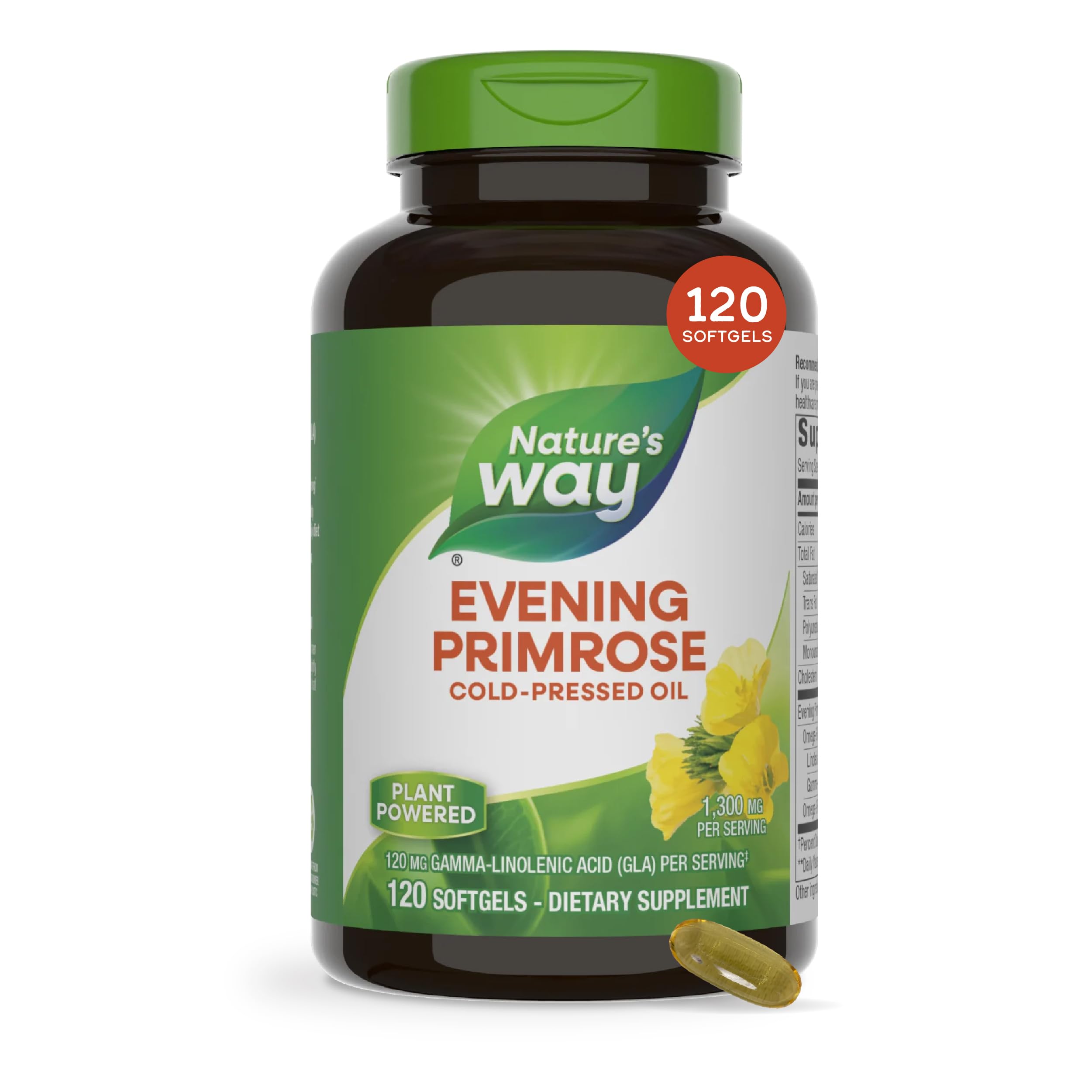Nature's Way Evening Primrose Cold-Pressed Oil, GLA Supplement, 120 ct 120 Count (Pack of 1)