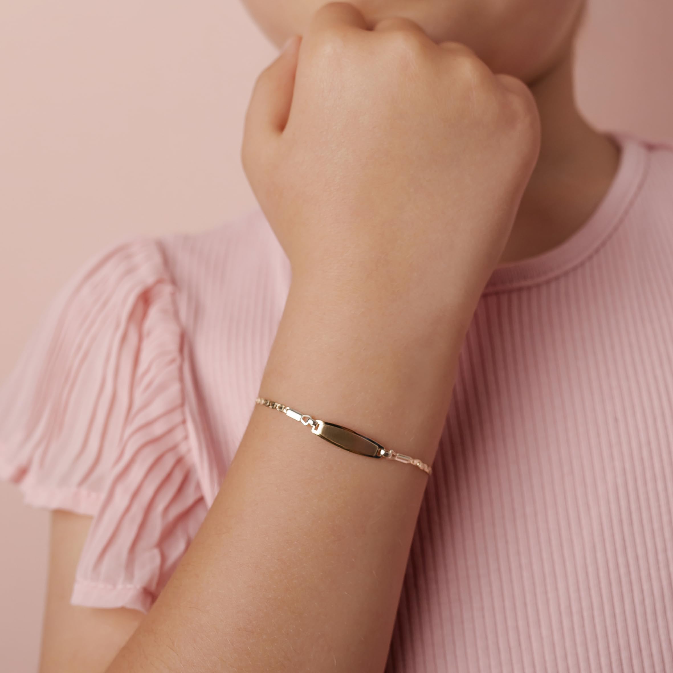 Bracciale Sweet Dreams Grande in Oro con Piastrina + Gioiello con scatola Personalizzata + Idea Regalo per Bambino,Bambina per Nascita, Battesimo e Comunione Occasioni Speciali + Confezione regalo