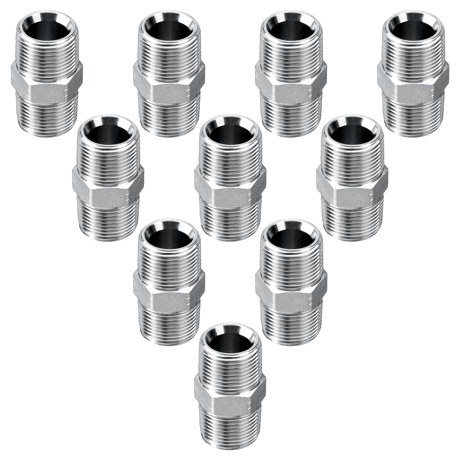 10 Pack Hydraulic Adapter Fitting: 3/4" NPTF Male x 3/4" NPTF Male
