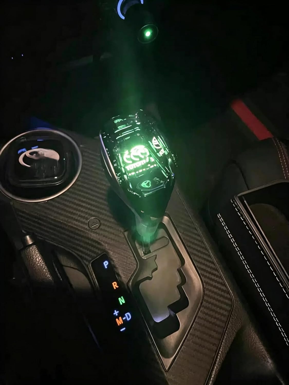 Touch Activated LED Crystal Gear Shift Knob, Luminous Shifter Stick with Built-in Light, USB Rechargeable Car Interior Accessories for Automatic Transmission (Toyota Style)