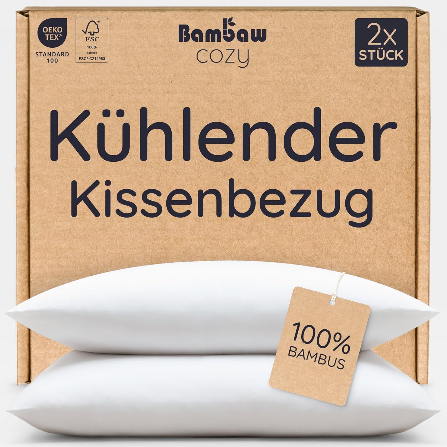 Kissenbezug Weiß 2er Set | Bambus Kissenbezug | Kühlendes Kopfkissen | Weiche Bettwäsche | Allergiker Kissenbezug | Anti Milben Bezug Kissen |…