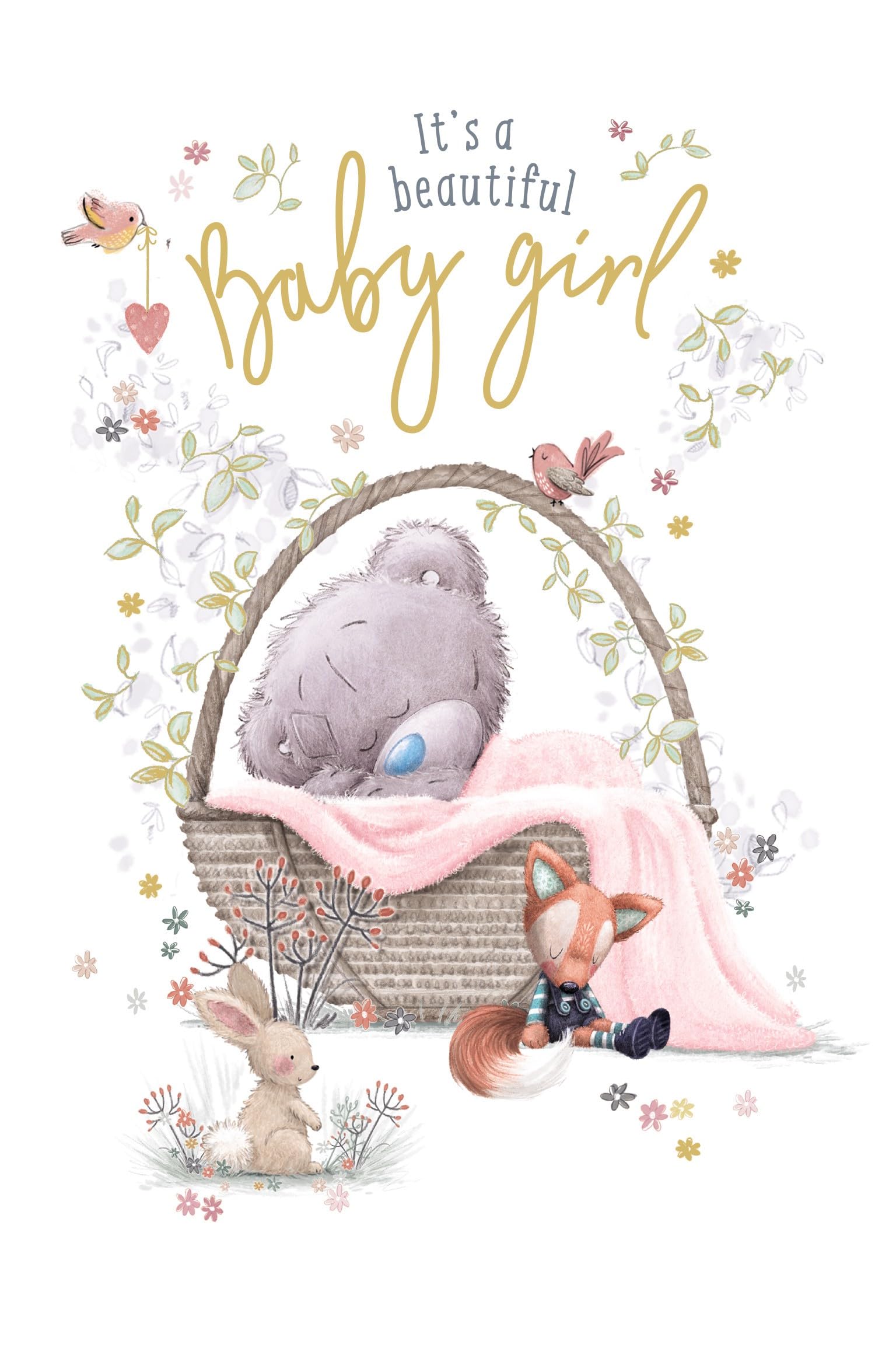 Me To You Tiny Tatty Teddy Birth Congratulations Card For Baby Girl 5 x 8 Inches - Official Collection