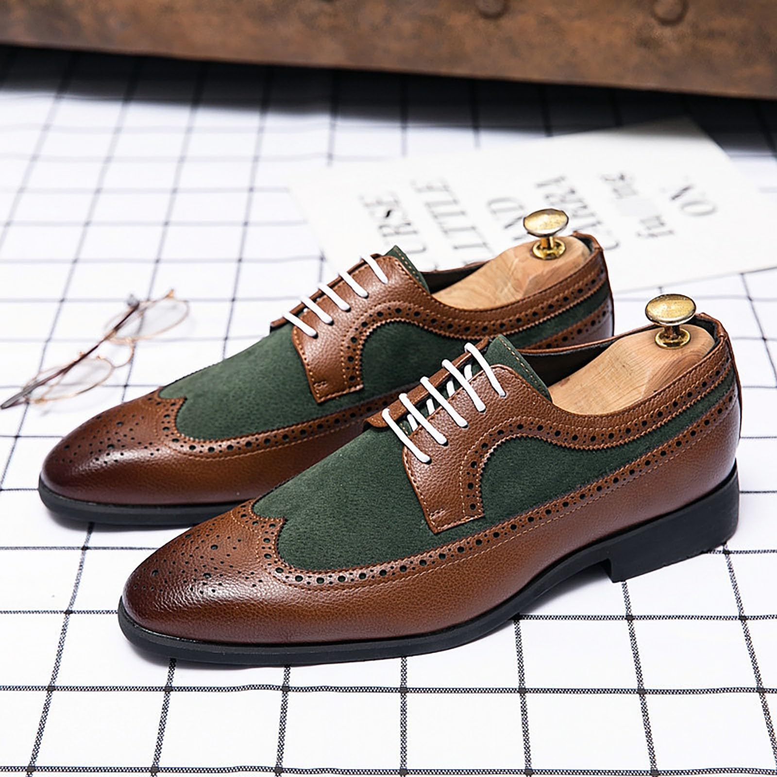 Scarpa Derby Uomini Pelle Artificiale Scarpe Vestite Business Scarpe Per Il Tempo Libero Basso Dressing Casual Classico Vintage Lussuoso Discreto per Attività Ufficiale