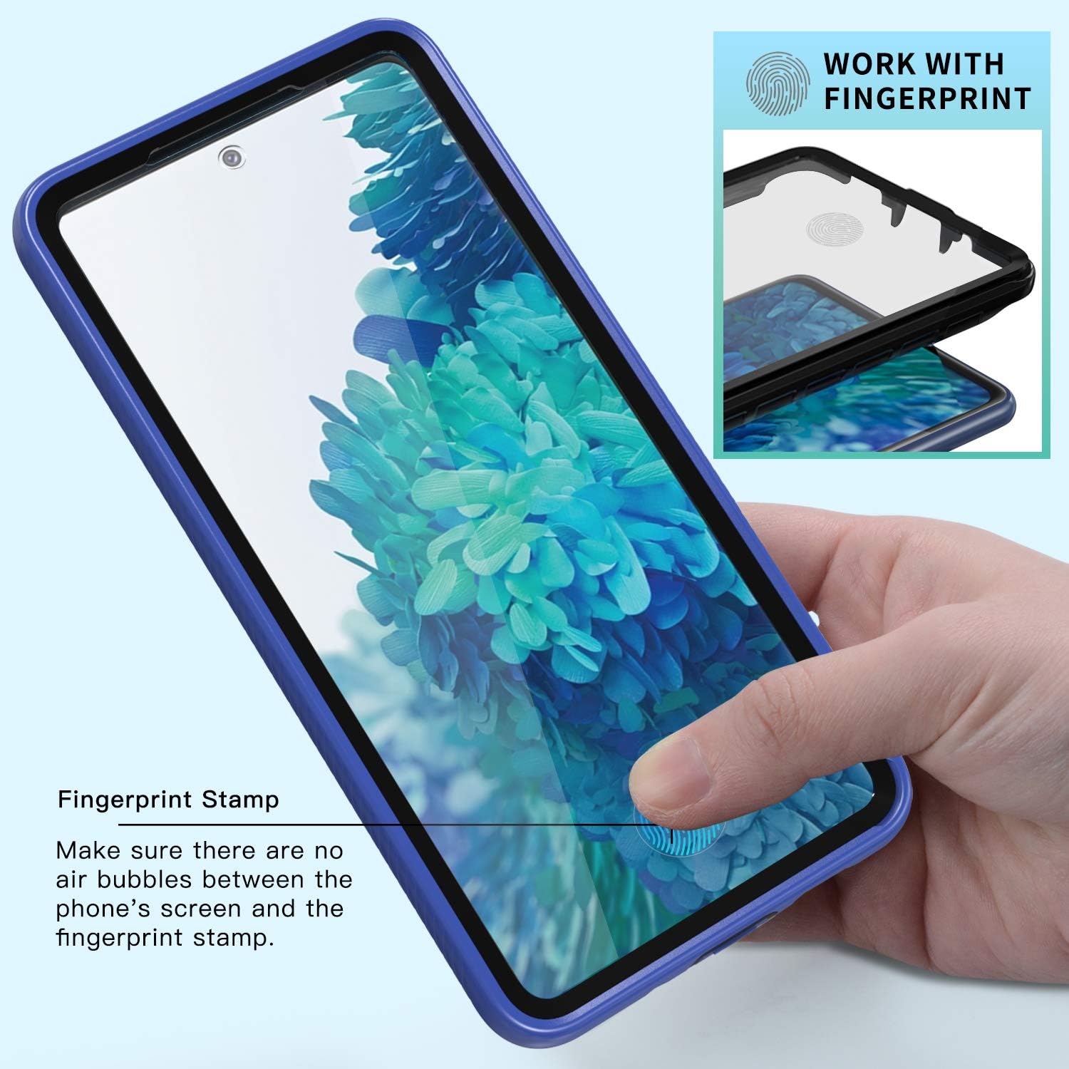 pzoz Case Compatible for Samsung Galaxy S20 FE 5G Case with Built-in Screen Protector (2020 Release), Shockproof TPU Bumper & Crystal Clear Back, Full-Body Dual Layer Rugged Cover (Blue)