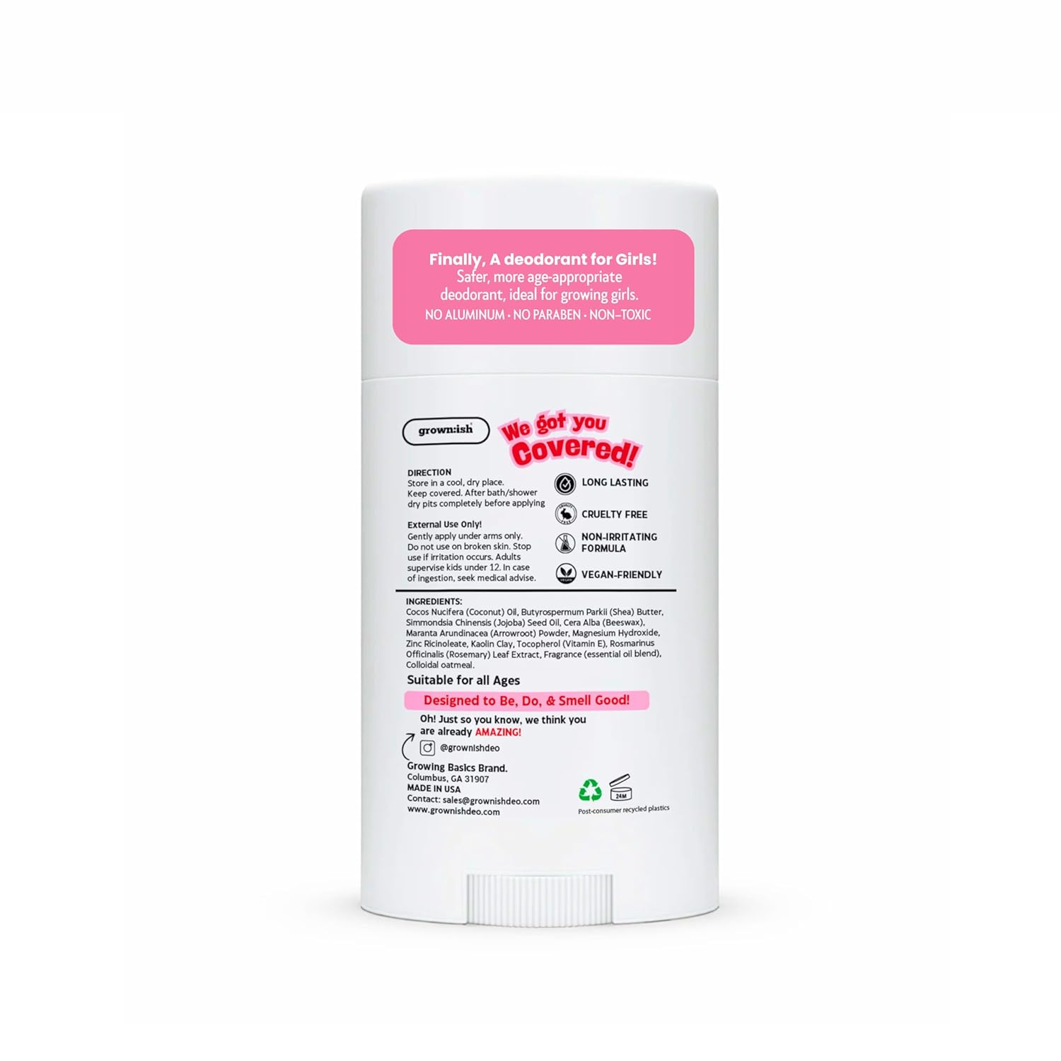 Grownish Kids Deodorant for Girls | Aluminum-Free, Safe, and Natural | 24-Hour Odor Protection | Gentle on Sensitive Skin | Fresh Scents for All-Day Confidence | 3 Pack (Assorted Scents & Colors)