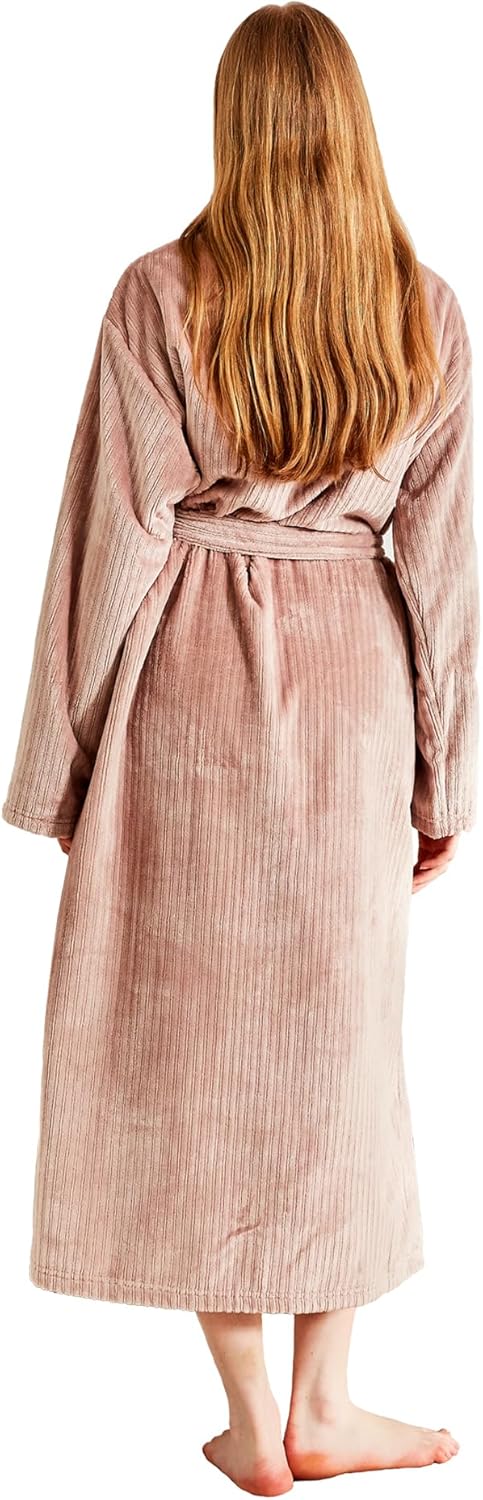 Serenhom Women’s Plush Soft Fleece Robe – Fluffy Warm Jacquard Bathrobe, Cozy Loungewear for Spa, Sleep, and Relaxation - Image 4