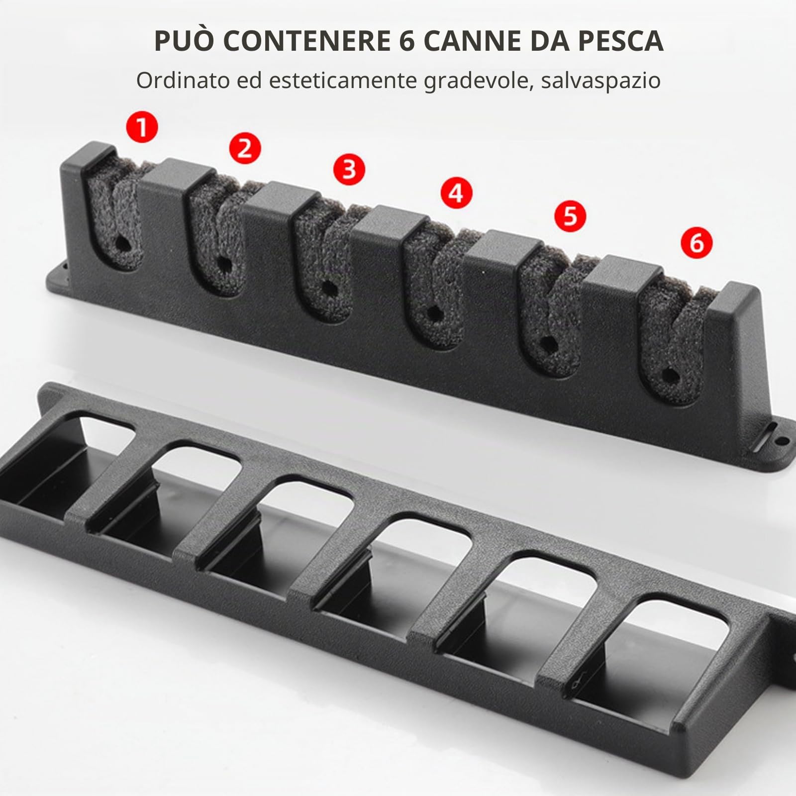 SUNOYA Supporto da parete per canna da pesca, 2 paia di supporti per canna da pesca, da parete, verticale, da 6 canne, porta canna da pesca, supporto per canna da pesca, da parete, garage, barca