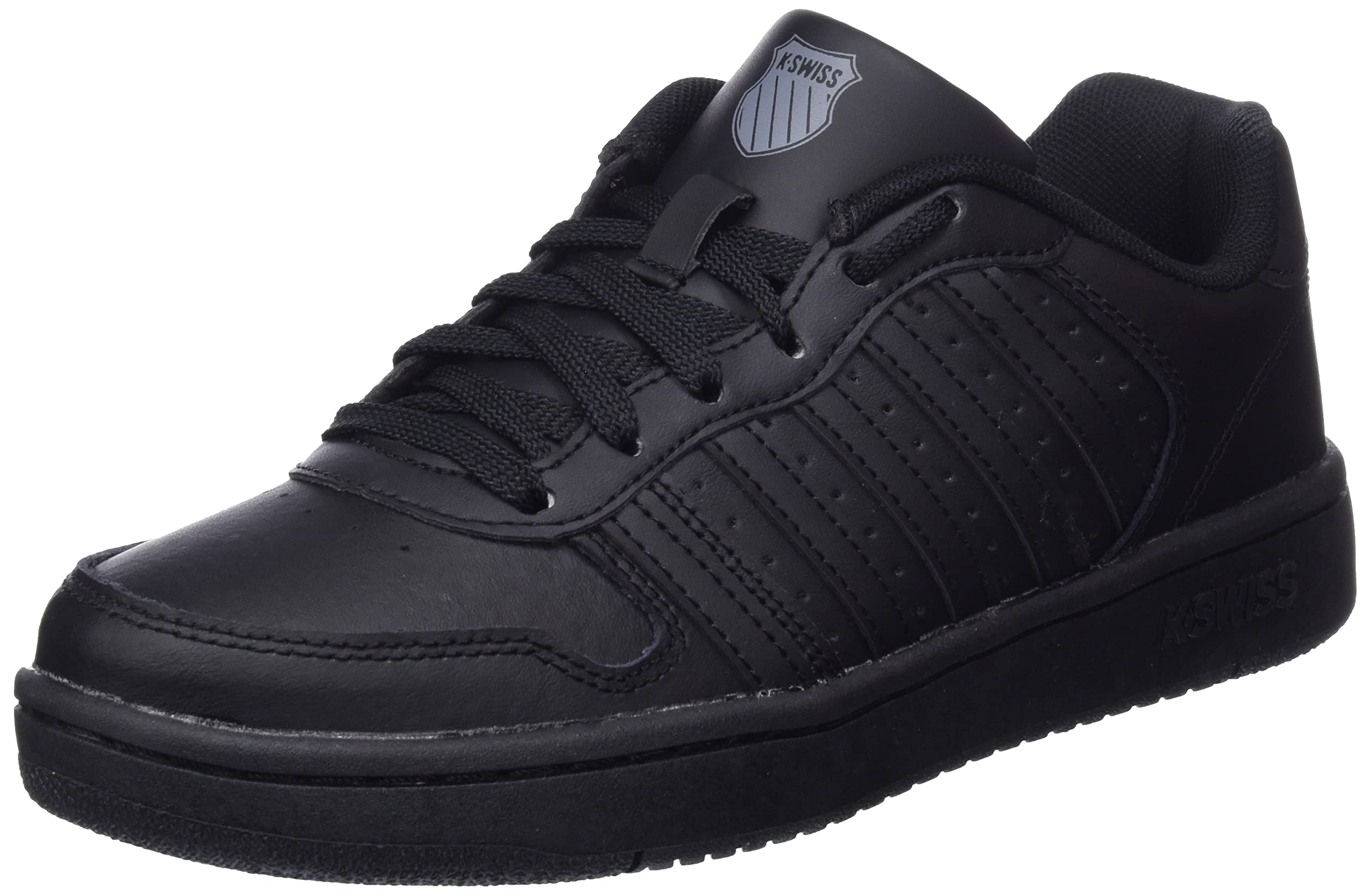 K-Swiss Court Palisades - Shoes for Men and Women - Vintage Tennis Style with High Comfort - Cup Sole, Leather Upper, Lacing - Colour - Size, Black, 3 UK