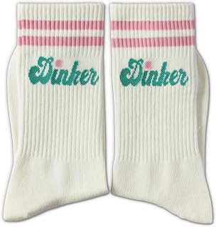 Pickleball Striped Socks， Retro Color Athletic Crew Socks for Court Lovers