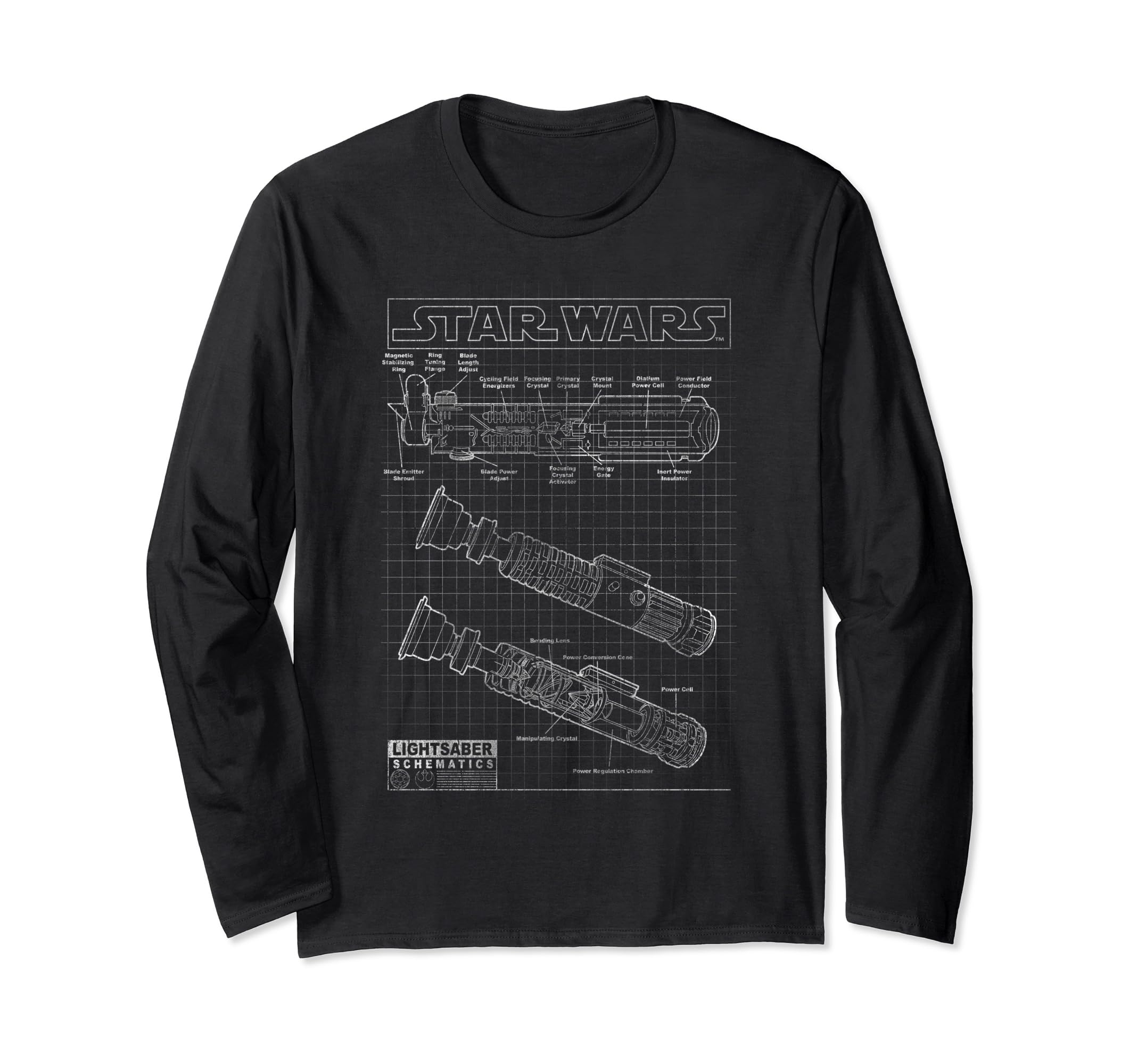 Star Wars Lightsaber Schematics Classic Long Sleeve T-Shirt, Black