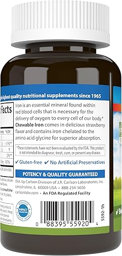 Miniatura 9 de Carlson - Plancha masticable, 30 mg, absorción superior, salud de la sangre, producción de energía y bienestar óptimo, suplemento de hierro