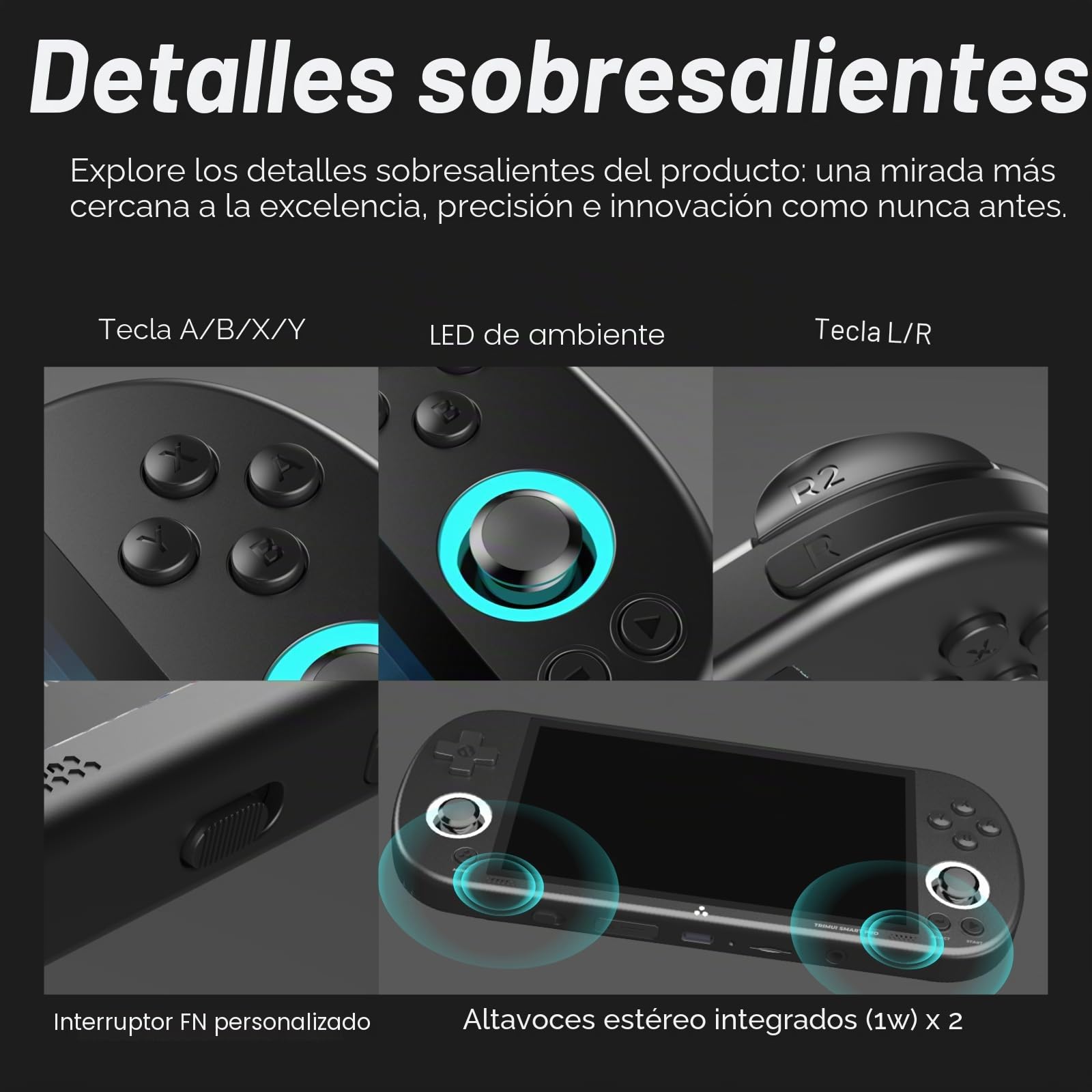 Trimui Smart Pro - Consola de juegos portátil de 12.6 cm, sistema Linux, procesador A133P, tarjeta SD de 128G, compatible con WiFi, multijugador, batalla en línea (negro)