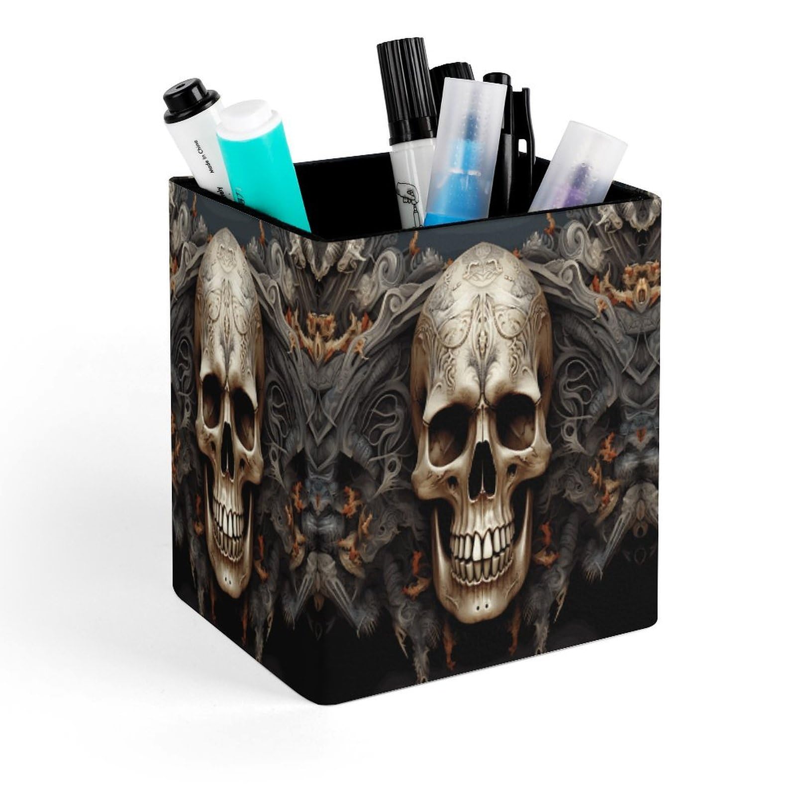 LZQPOEAS Skulls Pen Holder Modern Design Desktop Stationery Organizer Simple&Modern Minimalist Makeup Organizer Multi-Functional Pencil Holder for Office Home