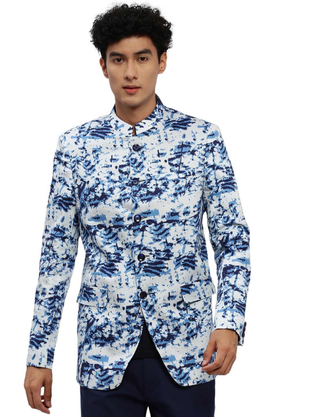 showoffff SHOWOFF Men's Mandarin Collar White Bandhgala Slim Fit Blazer-SOBLZ-84-6_White-picture-35