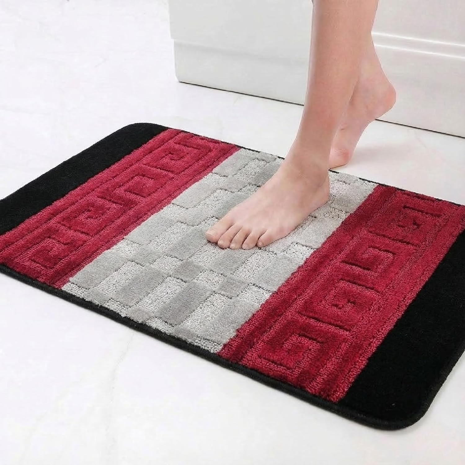 Rugs Inn Gel Back Doormat - Heavy Duty Waterproof Anti Slip Door Mat for Front Door Entrance Kitchen Living Room Bedroom Indoor & Outdoor Floor Mats (Black Grey Red, 40 x 60 cm)