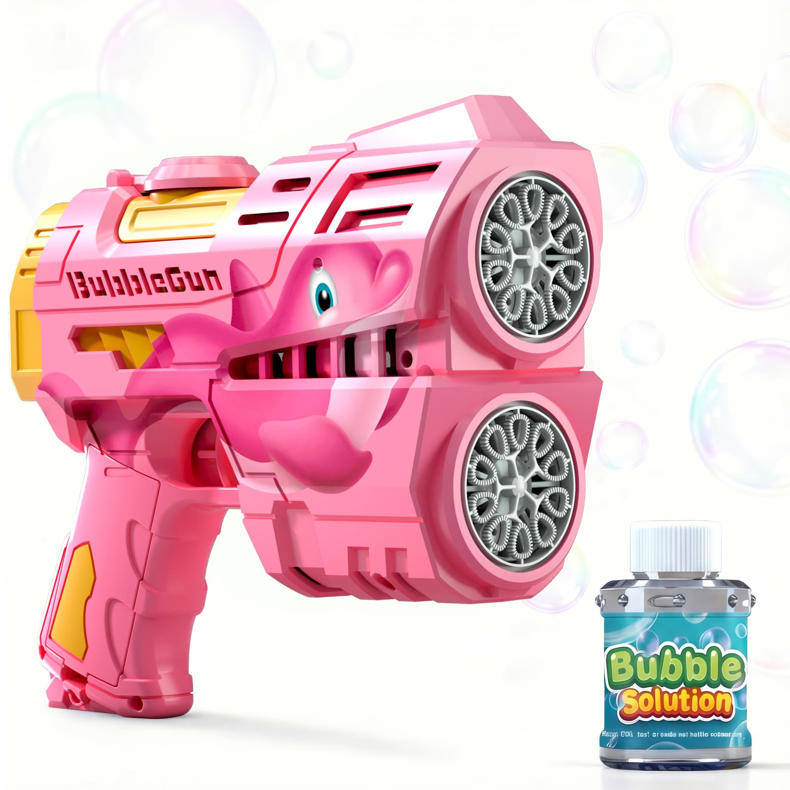 Rechargeable Pink Dolphin LED Bubble Gun