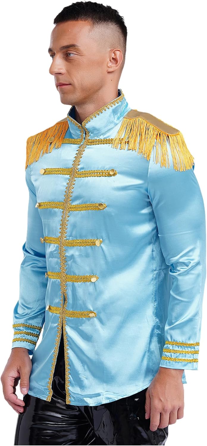 Mens Halloween Cosplay Costume SGT Sergeant Pepper Budget Jacket Hippy Medieval Satin Jackets
