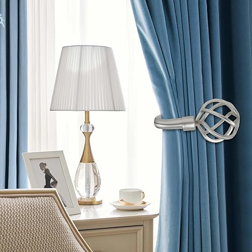 Miniatura 4 de Ganchos de metal hechos a mano para cortinas, 2 piezas, decoración negro mate para pared, soportes laterales resistentes, accesorios para cortinas y